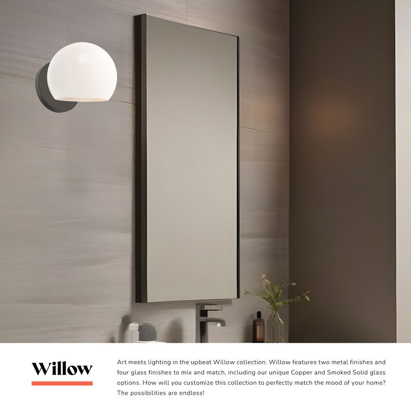 Willow 6-in Matte Black/Opal Matte Glass 1 Light Damp-Rated Wall/Vanity Light image number 5