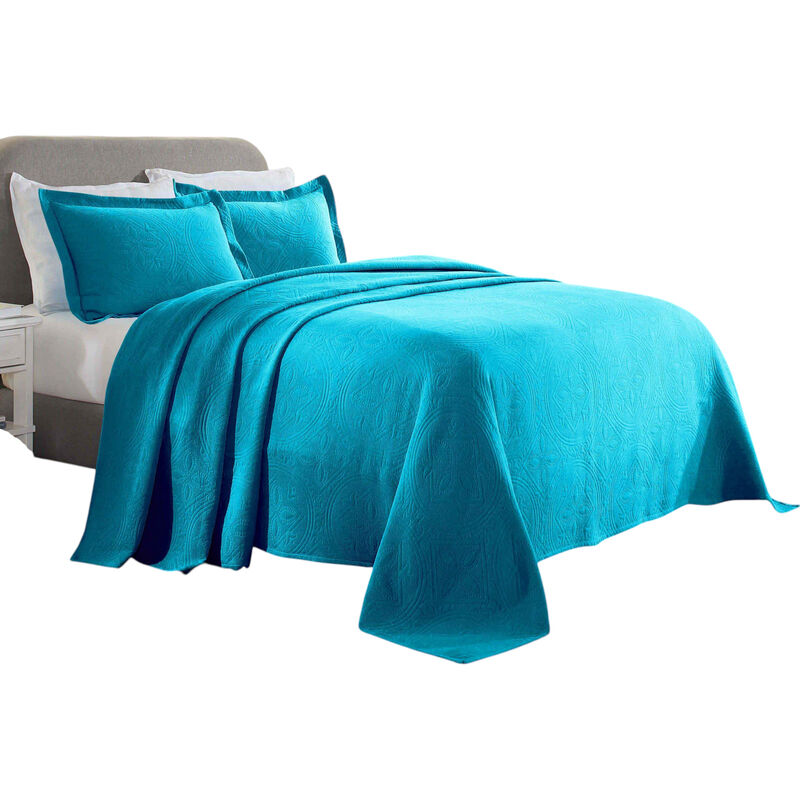 Lightweight Cotton Bedspread Set 3-Piece, Celtic Circle Patterned Matelasse image number 1