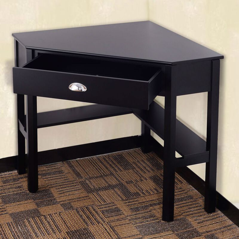 Modern Corner Wood Computer Desk with Storage Drawer and Space-Saving Design