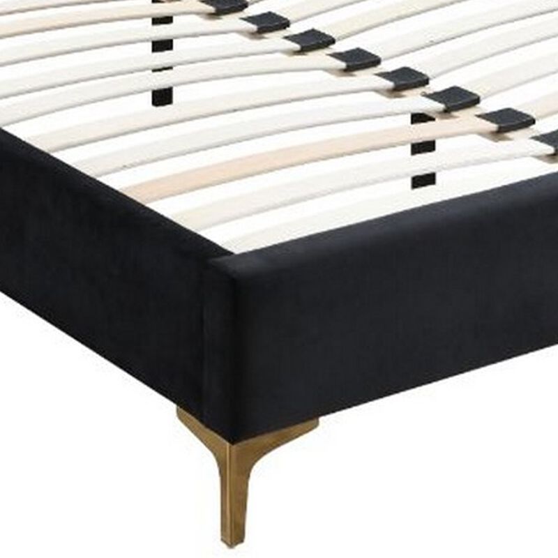 Eastern King Bed with Diamond Tufted Headboard , Black - Benzara