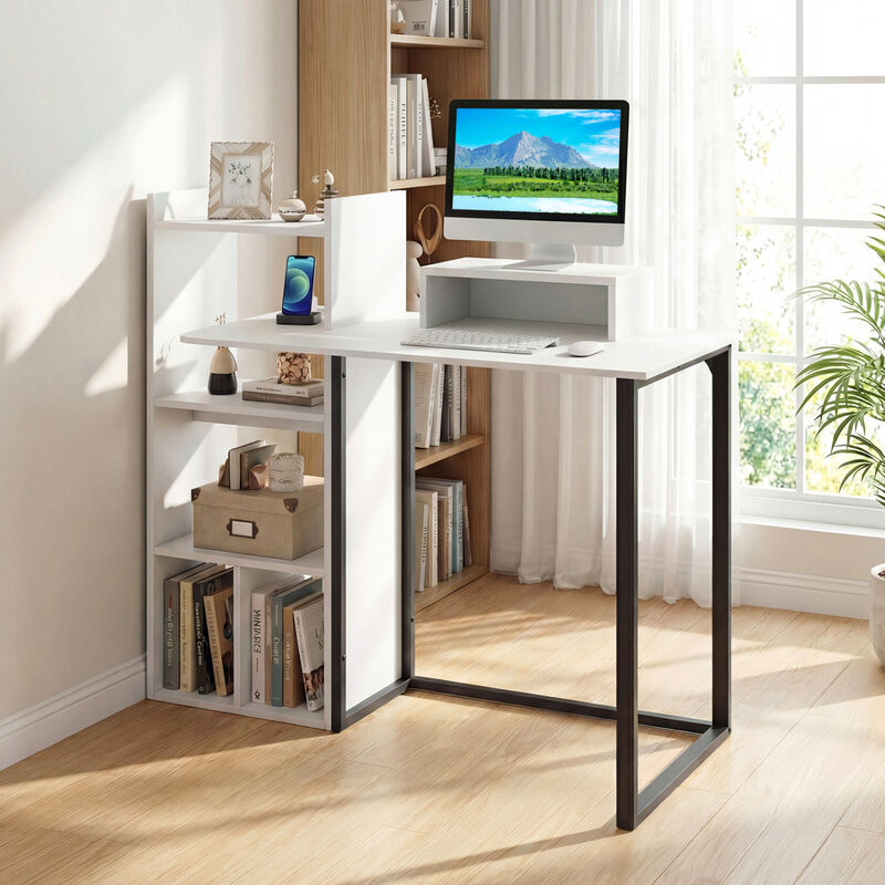 Computer Desk with Charging Station and Monitor Stand for Home Office image number 5