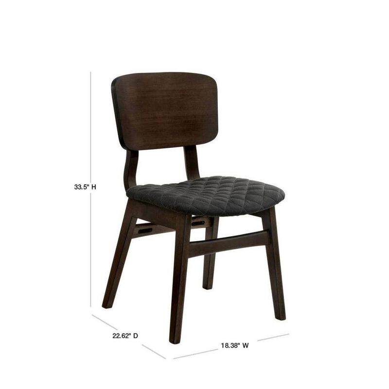 Walnut Finish Mid-Century Side Chairs with Fabric Seat