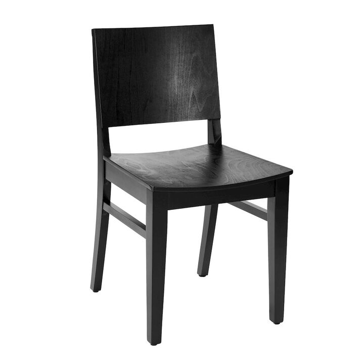 Flash Furniture Naples Solid Wood Dining Chair with Curved Backrest and Black Finish