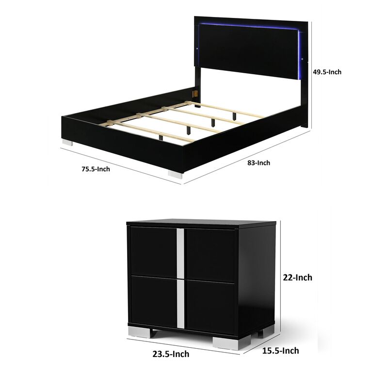 3pc Bedroom Set, Wood, 2 Nightstands image number 7