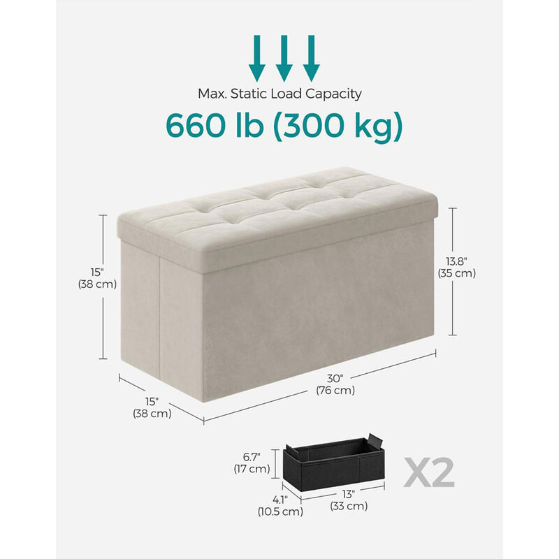 Foldable Storage Ottoman Bench for Space-Saving and Versatile Storage Solutions