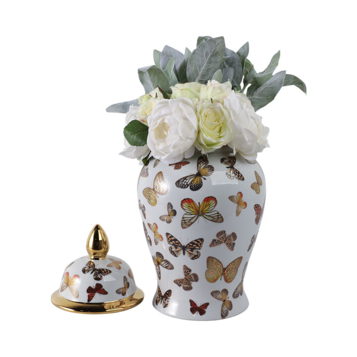 18x9" Butterflies Temple Jar, Multi