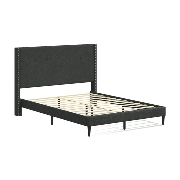 Rize Home Upholstered Complete Bed Queen Gray