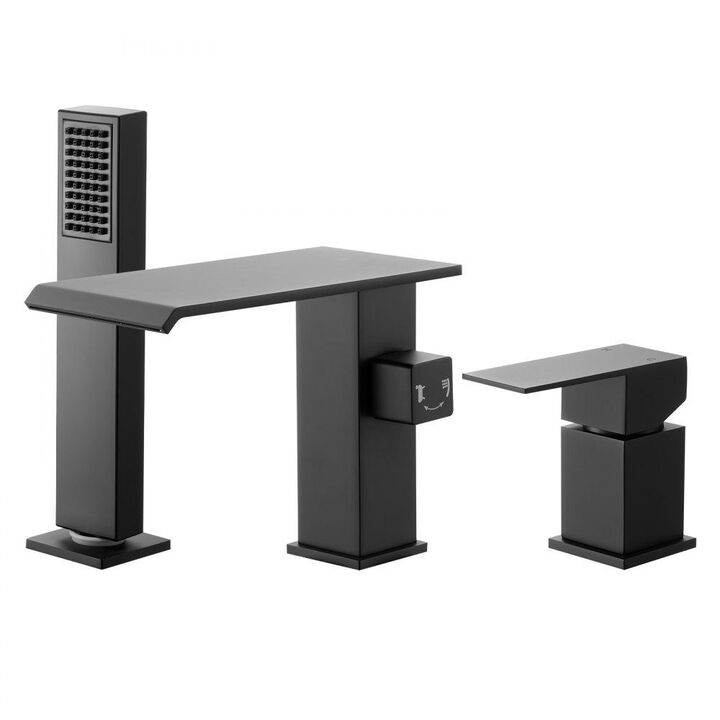 Roman Tub Faucet Set with Waterfall Spout, Shower Head, 1 Handle for Bathing