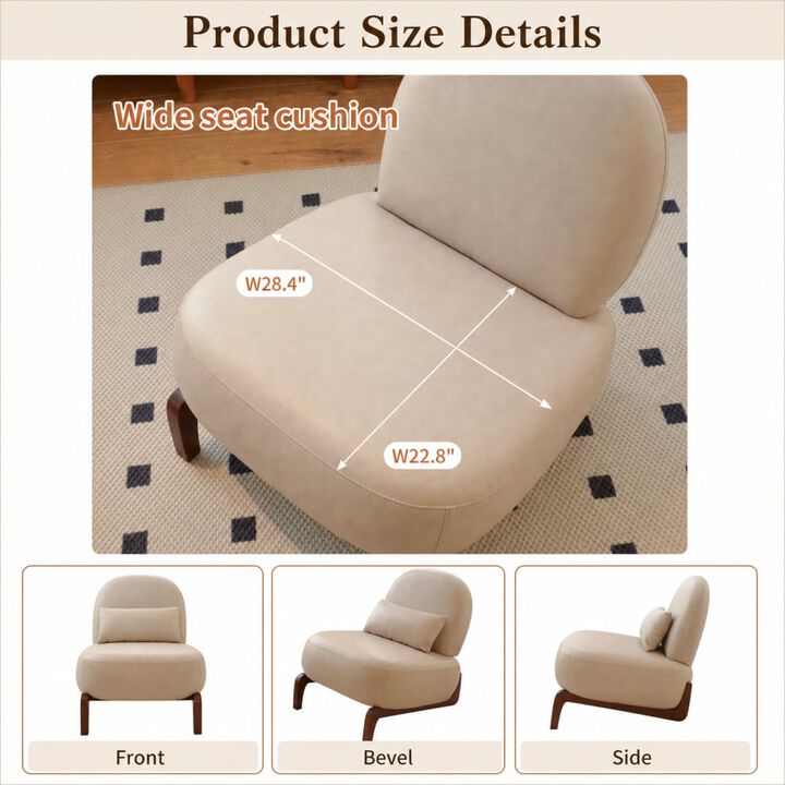 GOODSILO Armless Accent Chair with Plush Cushion and Solid Wood Legs, Soft Upholstered Seating for Living Room Bedroom Apartment Balcony Waiting Room