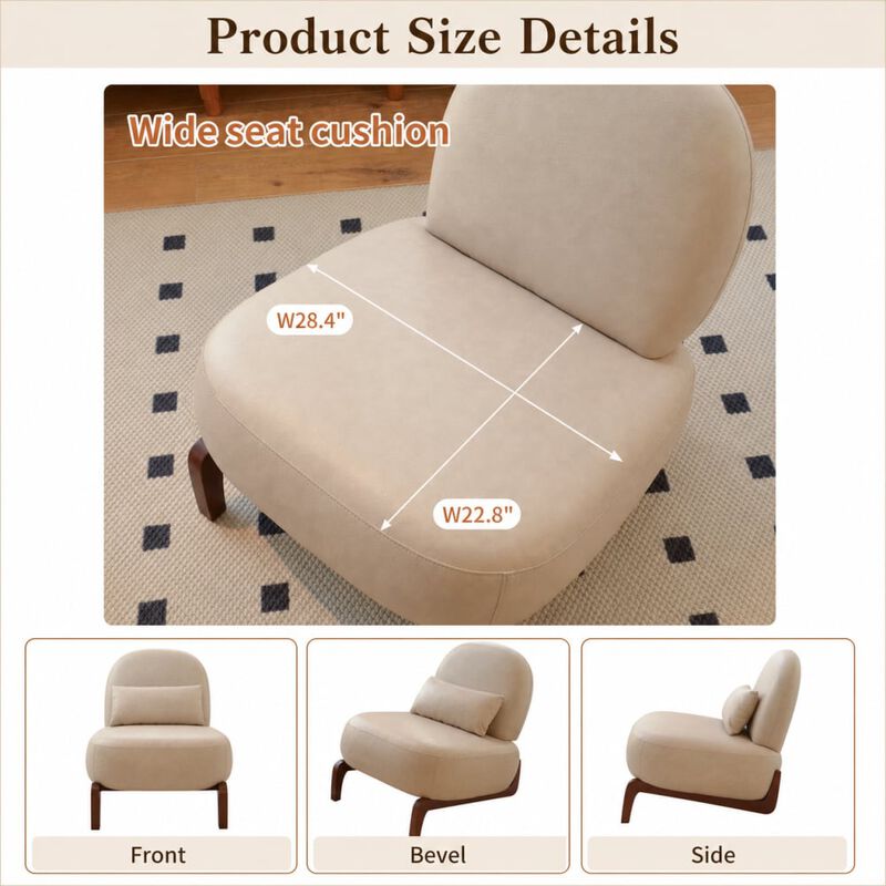 GOODSILO Armless Accent Chair with Plush Cushion and Solid Wood Legs, Soft Upholstered Seating for Living Room Bedroom Apartment Balcony Waiting Room image number 1
