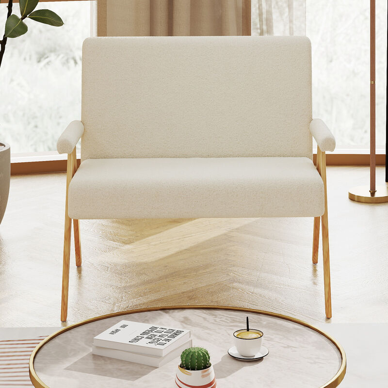 Upholstered Loveseat Sofa with Armrests and Wooden Legs for Living Room image number 4