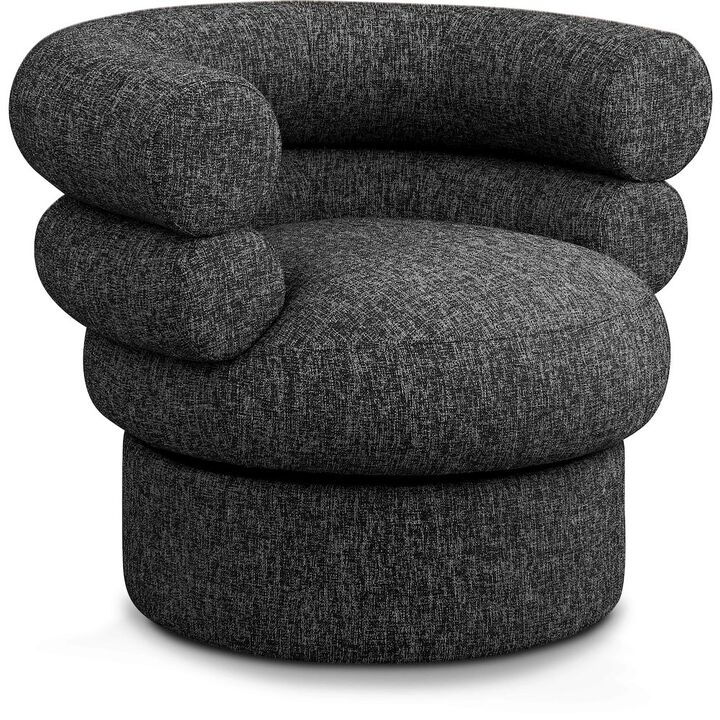 Meridian Furniture Valentina Black Linen Textured Fabric Accent Swivel Chair