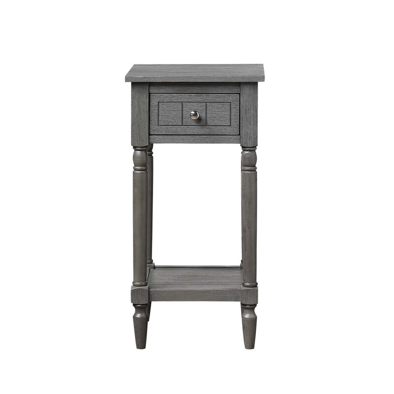 Convenience Concepts French Country Khloe 1 Drawer Accent Table with Shelf, Wirebrush Dark Gray