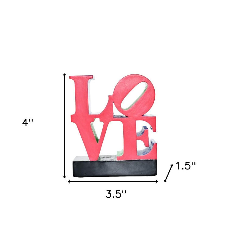 HomeRoots 4" Red Blue Green And Black Resin Love Tabletop Sculpture image number 6