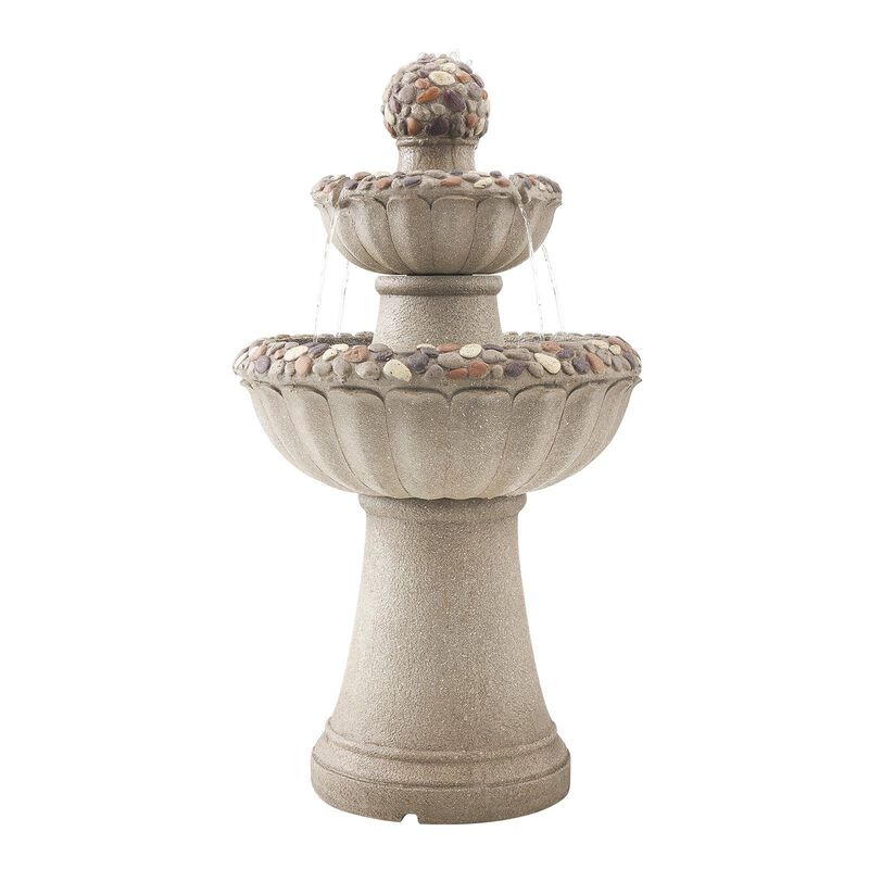 2-Tier Outdoor Water Fountain with Pump, Rock Style Garden Waterfall Fountain image number 0