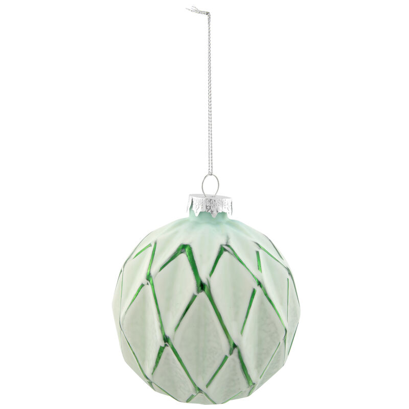 4ct Emerald Green and White Matte Christmas Ball Ornaments 4" (100mm) image number 4