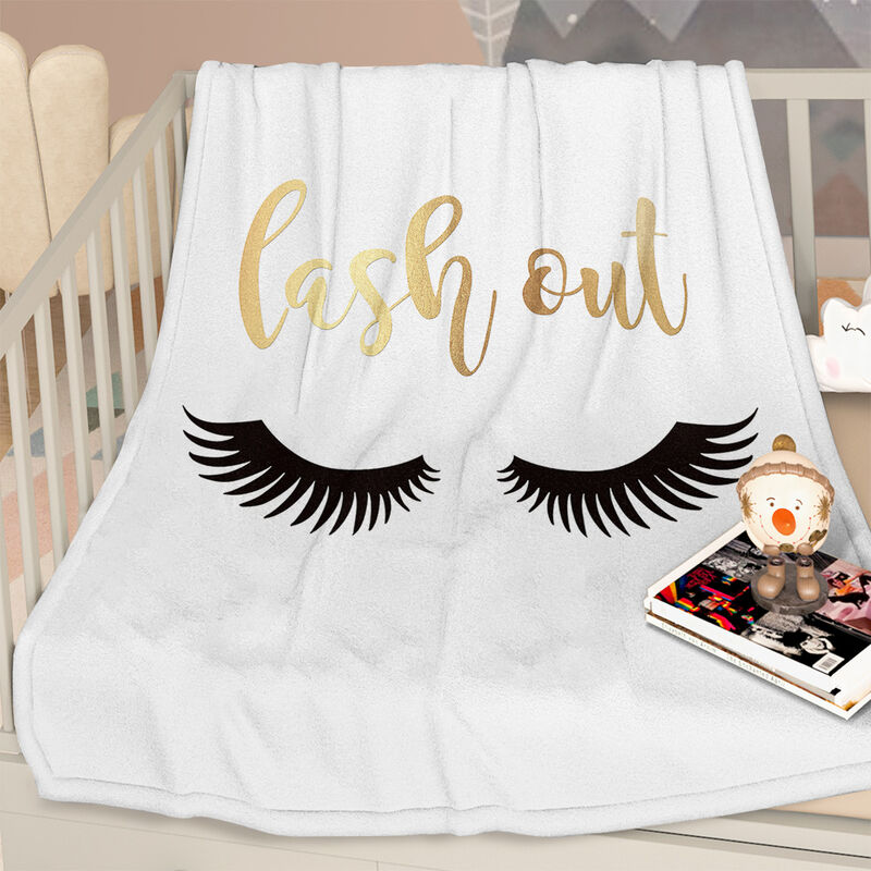 Fluffy Flannel Fleece Throw Blanket Plush & Cozy with Long Eyelashes Print Design