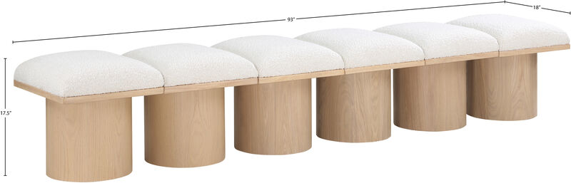 Meridian Furniture Pavilion Cream Boucle Fabric Bench