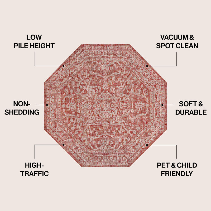 Malta Bohemian Medallion Textured Weave Octagon Indoor/Outdoor Area Rug