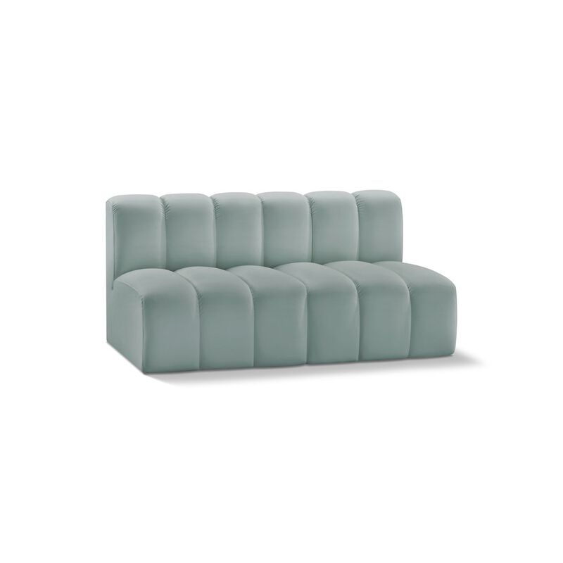 Meridian Furniture Arc Mint Green Vegan Leather Modular Sofa