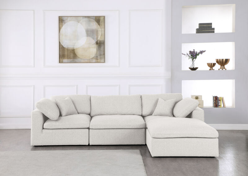 Meridian Furniture Serene Cream Linen Textured Fabric Deluxe Comfort Modular Sectional