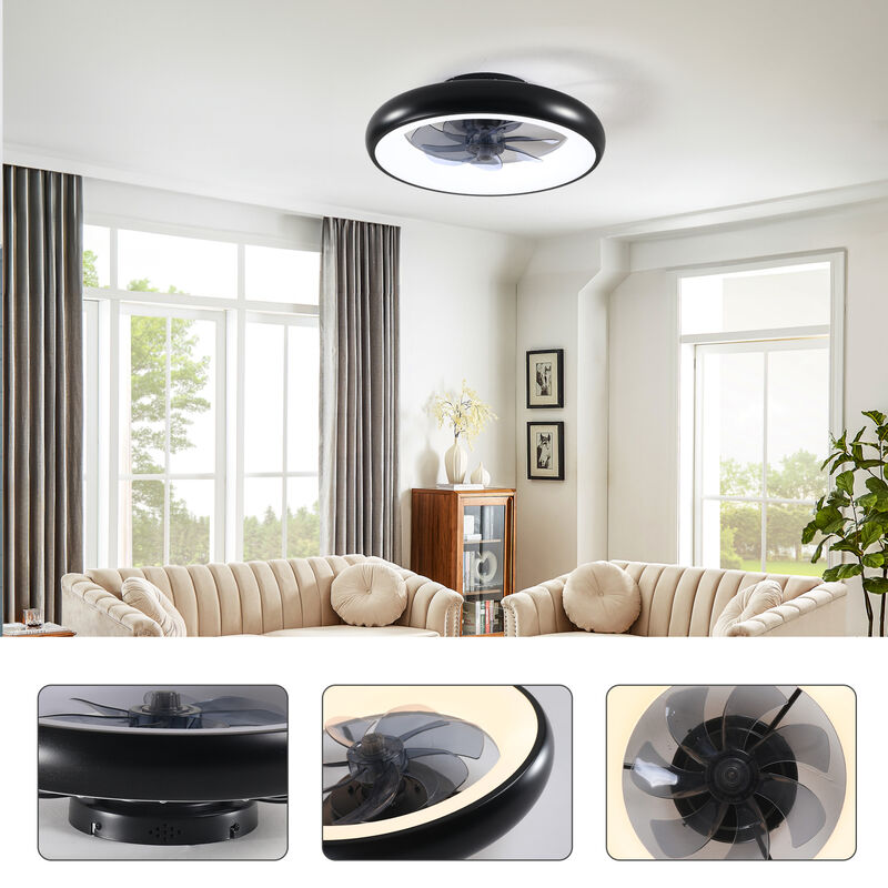 ELEMENT ACE 19 Inch Indoor Ceiling Fan with Integrated LED Light, Reversible DC Motor, Remote & App Control, Dimmable Lighting, 7 ABS Blades, Quiet Operation for Bedroom Kitchen Home Office Nursery image number 5