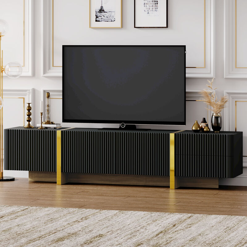 Merax Luxury Fluted Storage Cabinet TV Stand