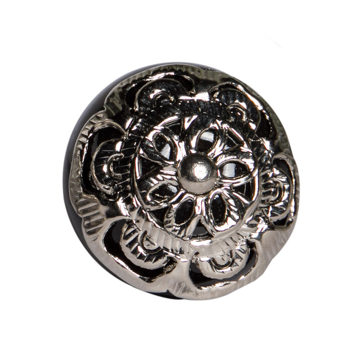 HomeRoots Set of Eight Black And Silver Ceramic And Metal Drawer Pull Knobs