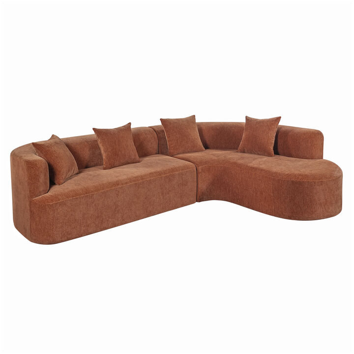 Merax Oversized Curved Sectional with Wraparound Backrest, High-Resilience & Memory Foam Layers