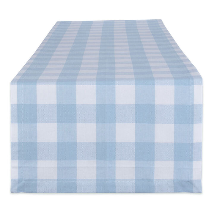 108" Table Runner with Pastel Blue Checkered Design