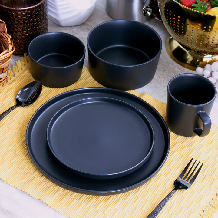 Elama Luxmatte Black 20 Piece Dinnerware Set