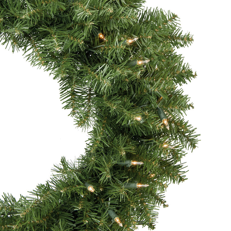 Pre-Lit Rockwood Pine Artificial Christmas Wreath - 24-Inch  Clear Lights