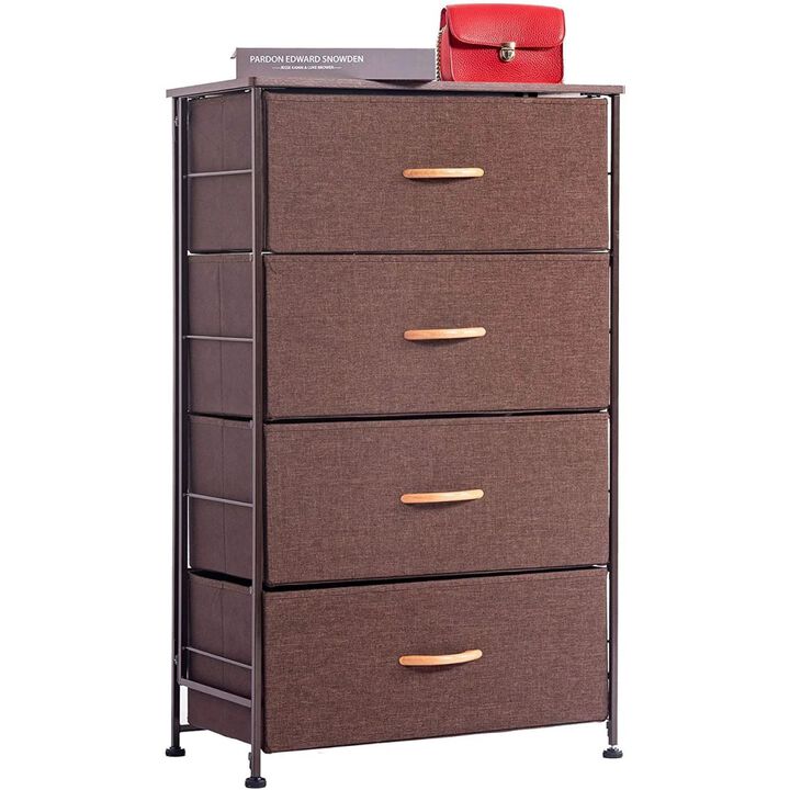 Fabric 4 Drawers Storage Organizer Unit Easy Assembly, Vertical Dresser Storage Tower for Closet, Bedroom, Entryway