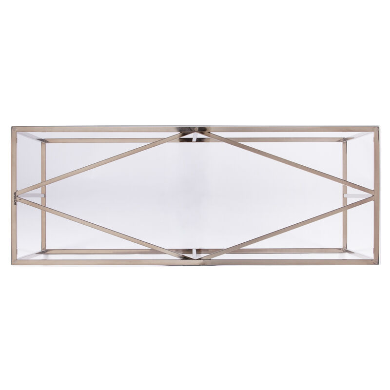 HomeRoots 42" Clear and Gold Glass and Metal Frame Console Table image number 2