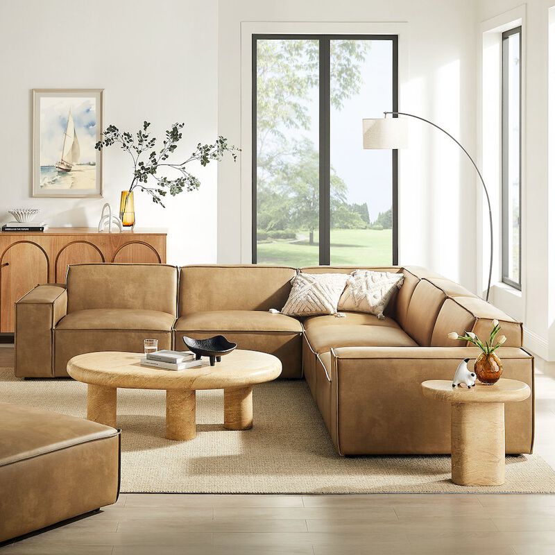 Restore 5-Piece Vegan Leather Modular L-Shaped Sofa image number 8
