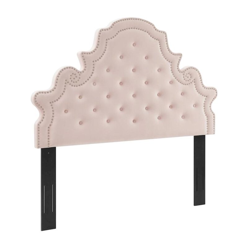 Pink Tufted Velvet Full/Queen Headboard with Plush Upholstery and Durable Frame image number 0