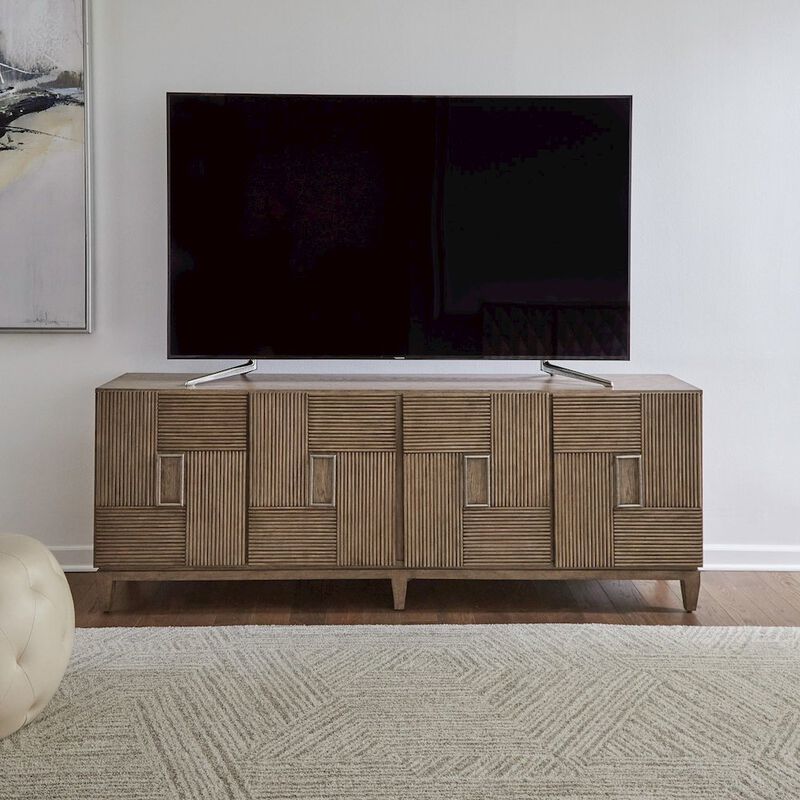 Liberty Furniture Serenity 82 Inch Accent TV Console for Living Room  - Burnished Beige image number 8