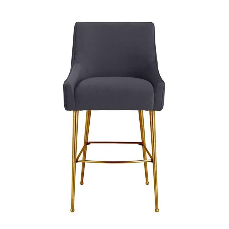 TOV Furniture Beatrix Pleated Dark Grey Velvet Counter Stool image number 2