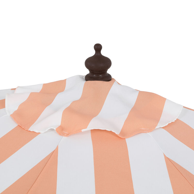 Beverly Designer Classic Scalloped Fringe Half Market Patio Umbrella with Crank, Push Button Tilt and UV Protection