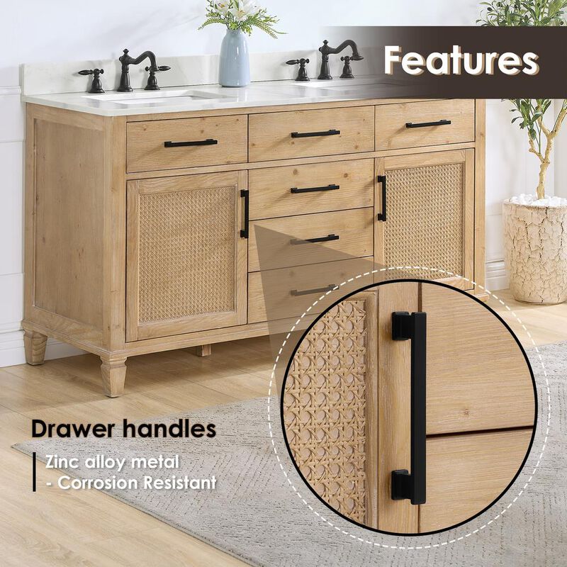 Altair Double Bathroom Vanity in Weathered Fir with Stone Countertop without Mirror