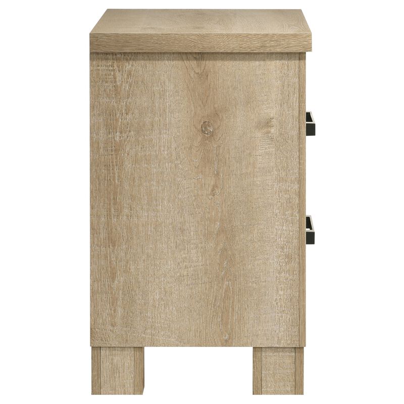 Tyna Nightstand with 2 Drawer, Black Metal, Weathered Oak Wood 26 Inch image number 6