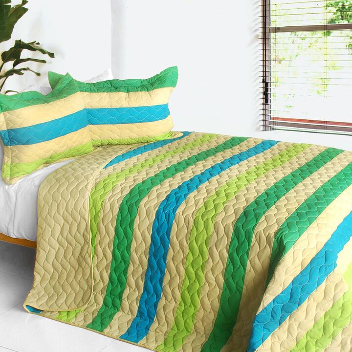 3-Piece Vermicelli Quilted Patchwork Quilt Set Soft Bedding