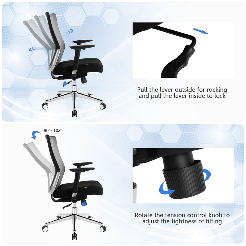 Costway Ergonomic Mesh Office Chair Sliding Seat Height Adjustable w/ Armrest