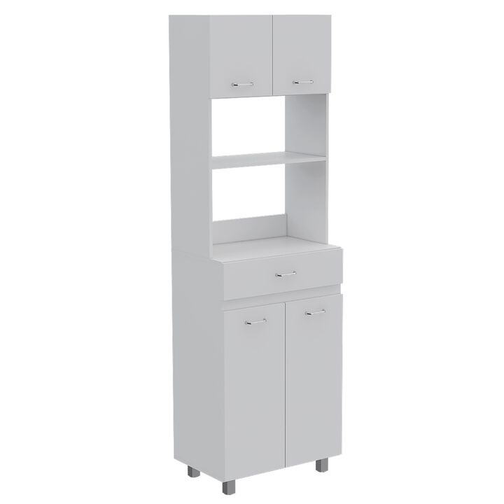 Caribe Microwave Cabinet, Four Legs, One Drawer, Double Door, One Shelf  -White