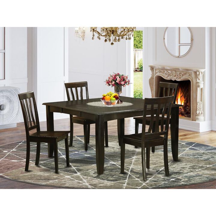 5 Pc Dining room set for 4-Table with Leaf and 4 Kitchen Chairs.