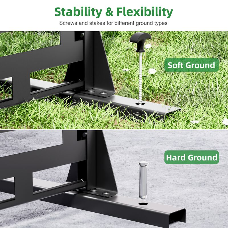 72"x47" Metal Outdoor Privacy Screen, Freestanding Outdoor Divider Privacy Fence