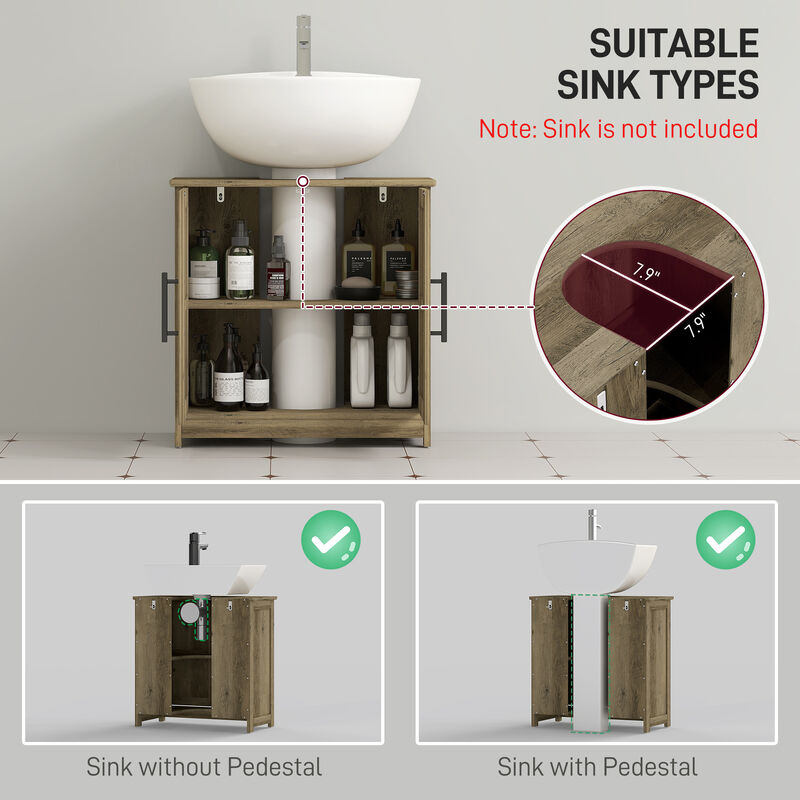 Hivvago Bathroom Sink Cabinet with 2 Barn Doors and Adjustable Shelf image number 3