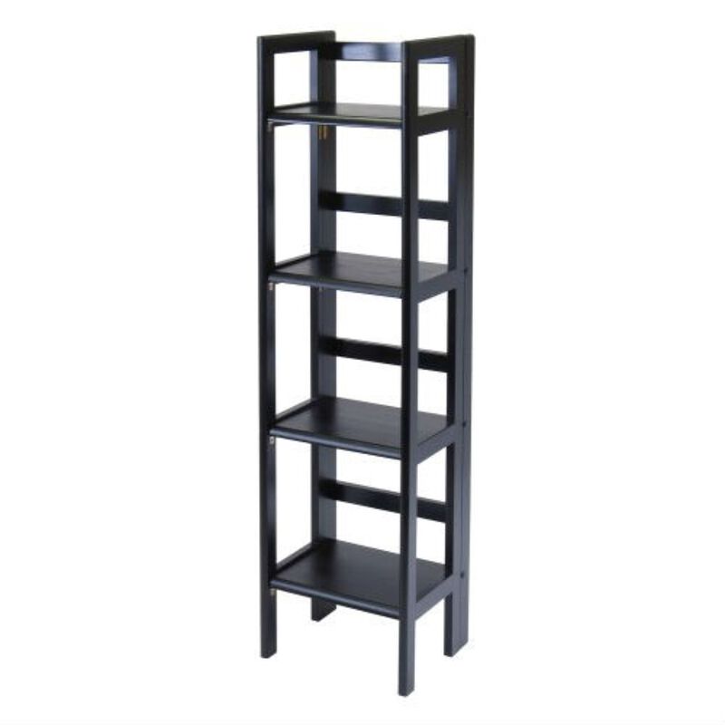 Hivvago Black 4-Tier Shelf Folding Shelving Unit Bookcase Storage Shelves Tower