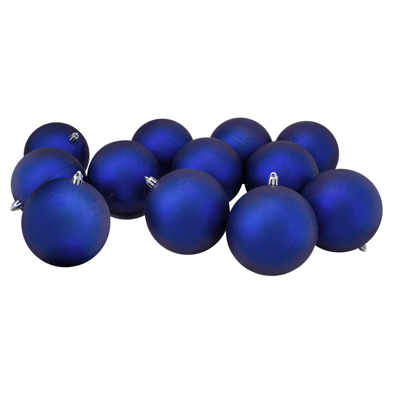 12ct Matte Royal Blue Shatterproof Christmas Ball Ornaments 4" (100mm)