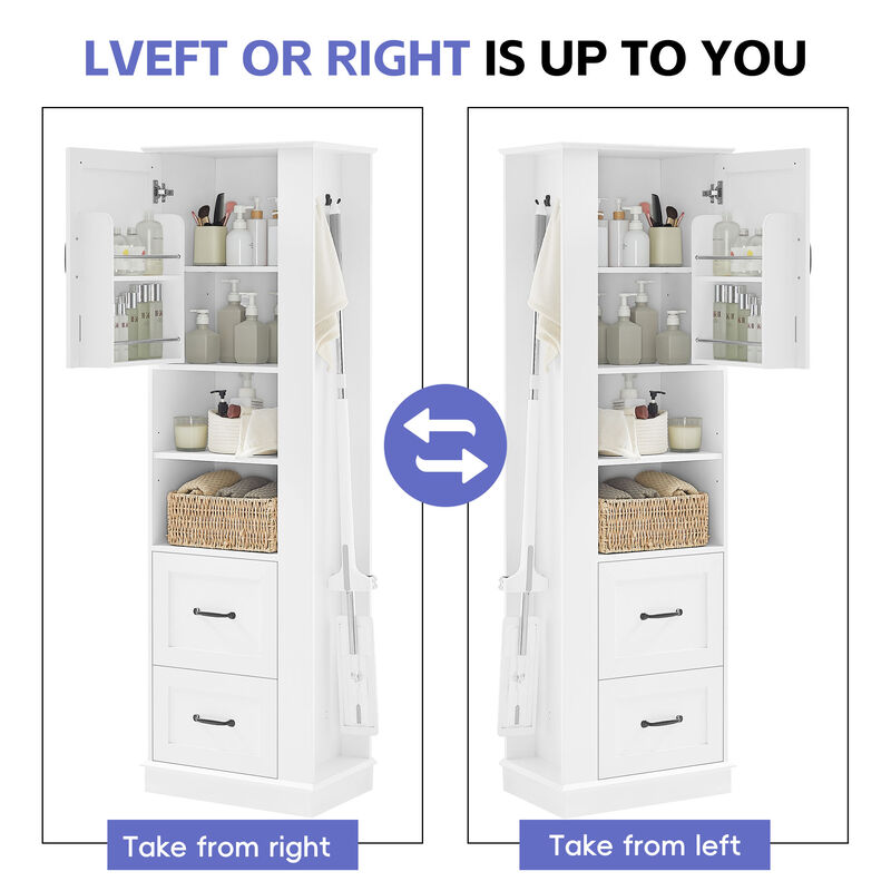 Merax Tall Bathroom Utility Cabinet with Reversible Sides, 2 Adjustable Shelves image number 8